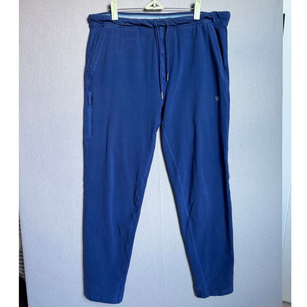 Mack Weldon Ace Sweatpants Mens Lg Blue Jogger Tapered Drawstring Stretch Gym
